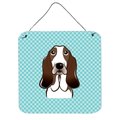 Micasa Checkerboard Blue Basset Hound Aluminum Metal Wall Or Door Hanging Prints6 x 6 In. MI729813